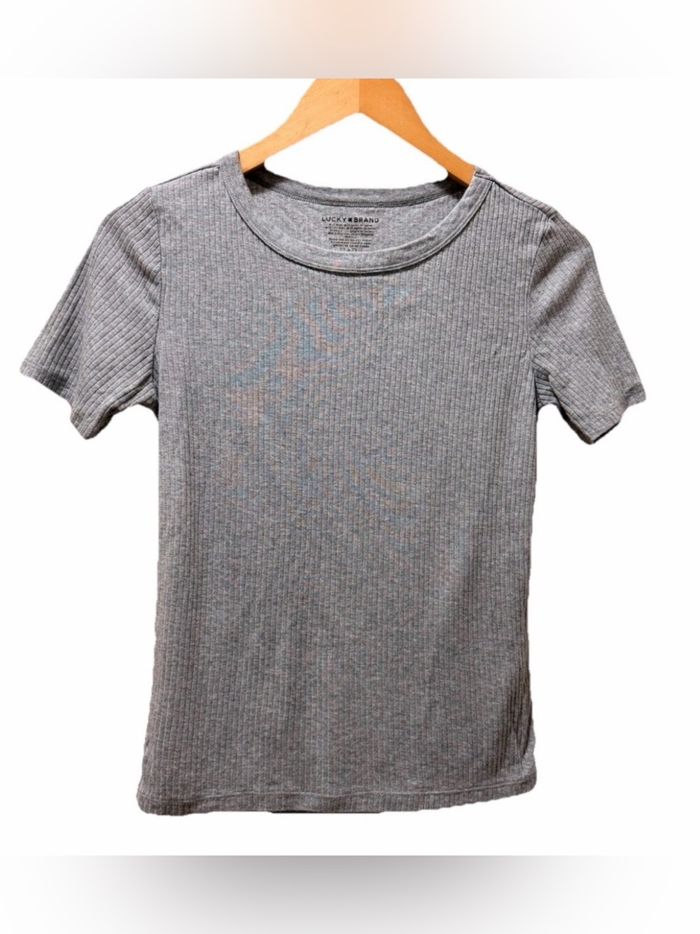 Women's Heather Gray Short Sleeve Lucky Brand Tee T-Shirt Sz S